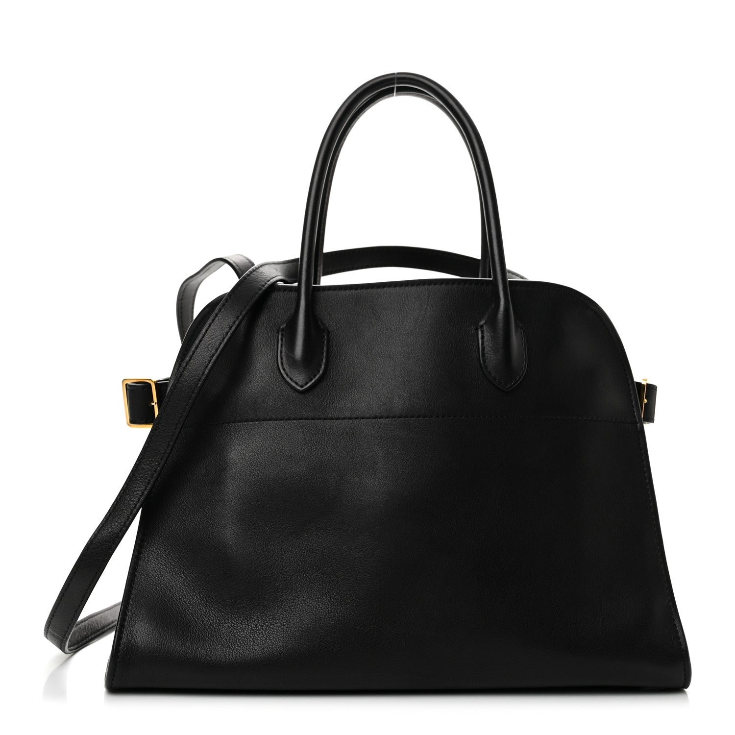 The Row Polished Saddle Calfskin Soft Margaux 12 Black
