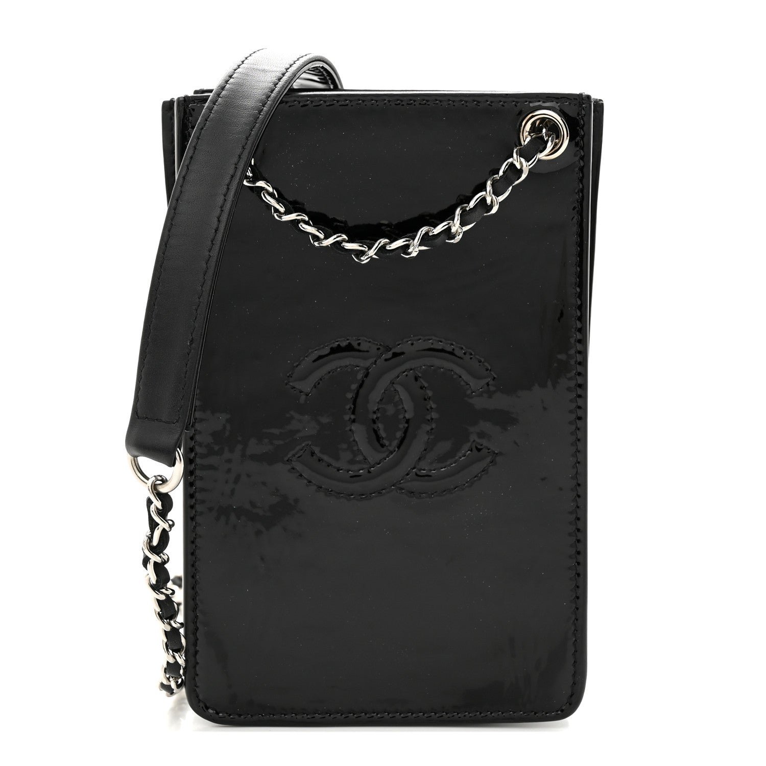 Chanel Patent CC Phone Holder Crossbody Black