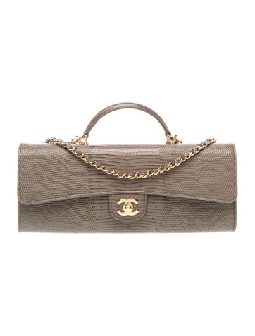 2026 Lizard Embossed Long Top Handle Clutch w/ Chain