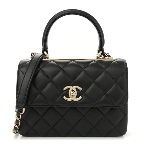 Chanel Lambskin Quilted Mini Trendy CC Dual Handle Flap Bag Black