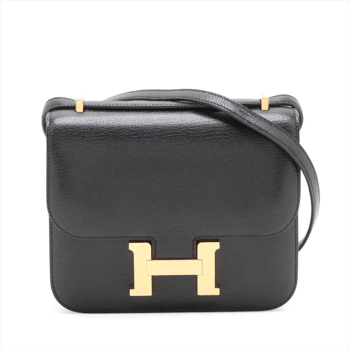 Hermès Constance 3 Mini 18 Miroir Chèvre Mysore Black Gold Metal Fittings