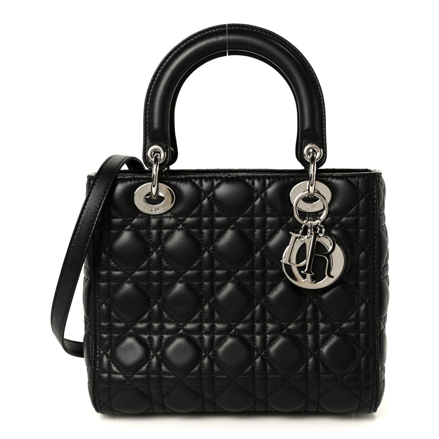 Christian Dior Lambskin Cannage Medium Lady Dior Black