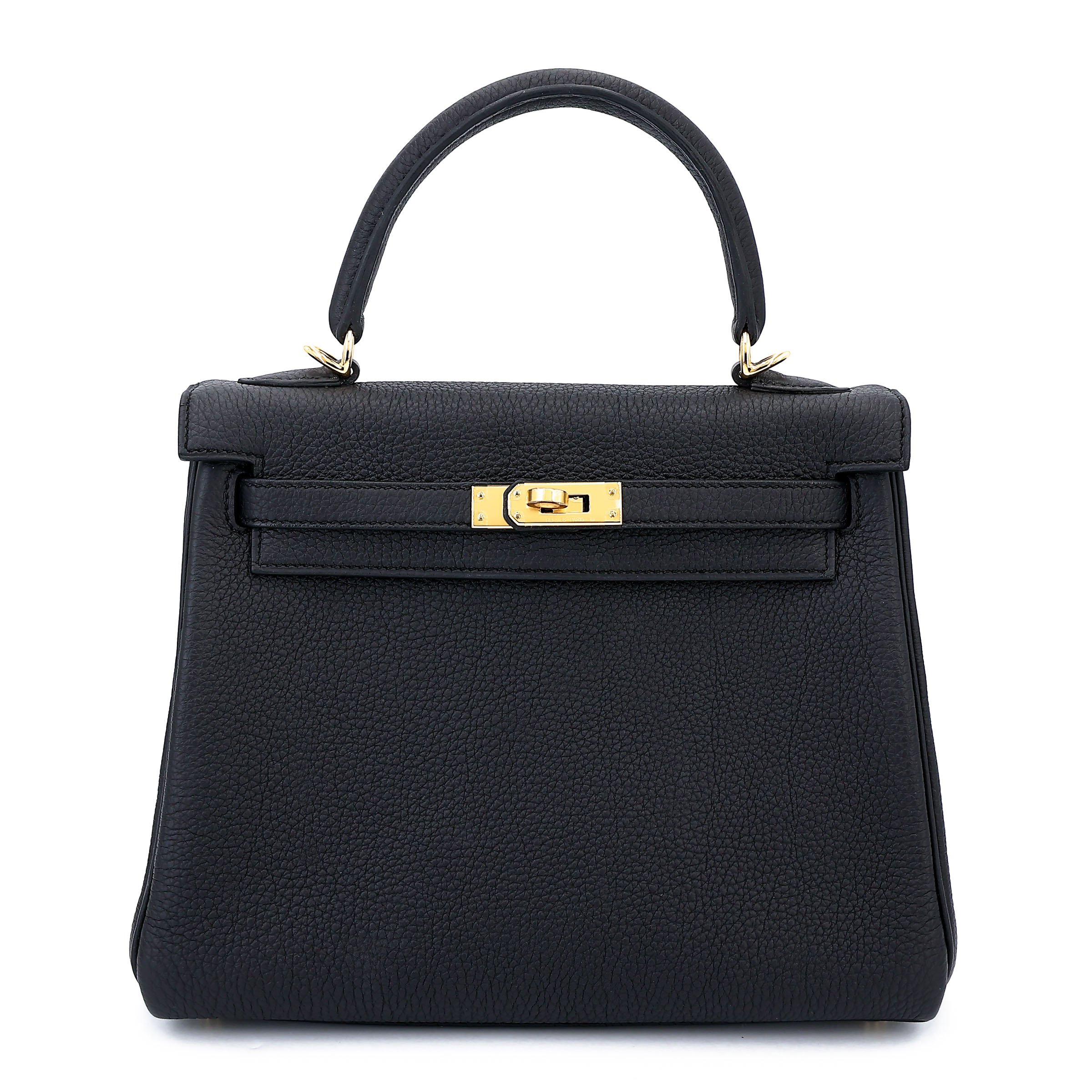 Unused ( Rank NS ) HERMÈS Kelly 25 Noir (89) Togo Gold hardware W (2024)