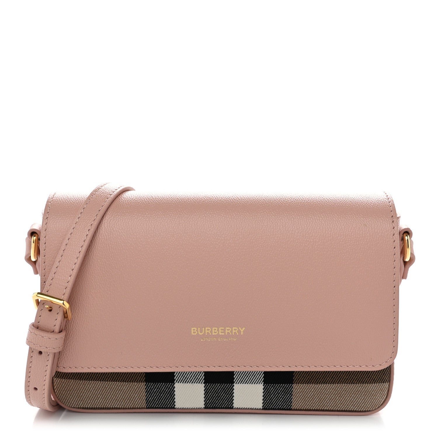 Burberry Grained Calfskin House Check Tartan Mix New Hampshire Dusky Pink