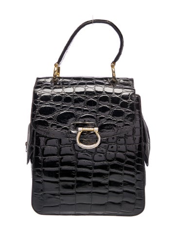 Embossed Leather Top Handle Bag Vintage