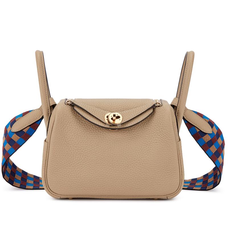 Hermes Trench and Gris Asphalt Verso Clemence Mini Lindy 20 Gold Hardware, 2022