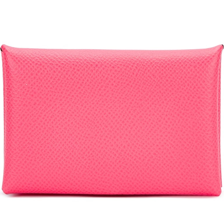 Hermes Rose Azalee Epsom Calvi Card Holder Palladium Hardware, 2016