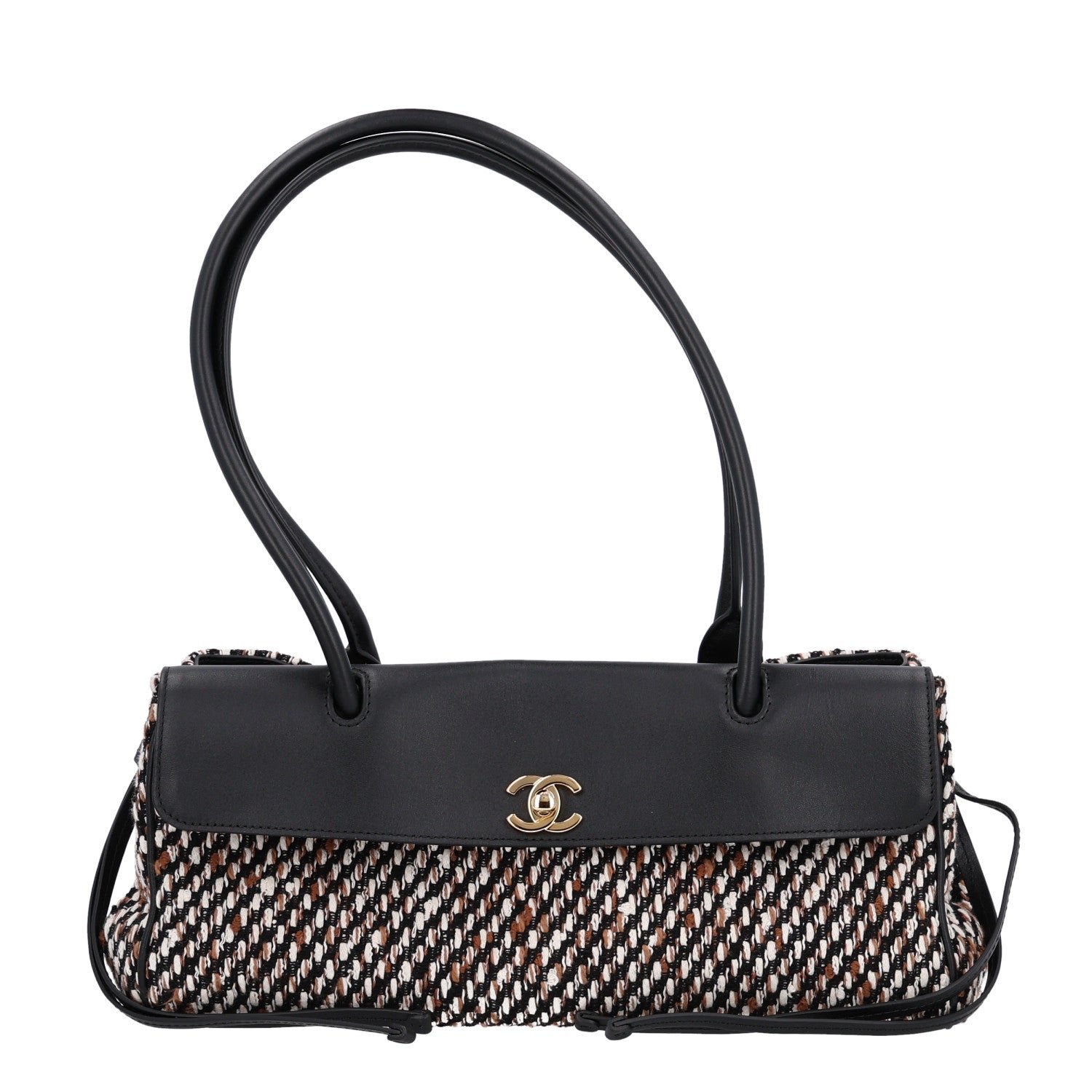Chanel Tweed Calfskin Urban Essentials Small Shopping Bag Black Multicolor