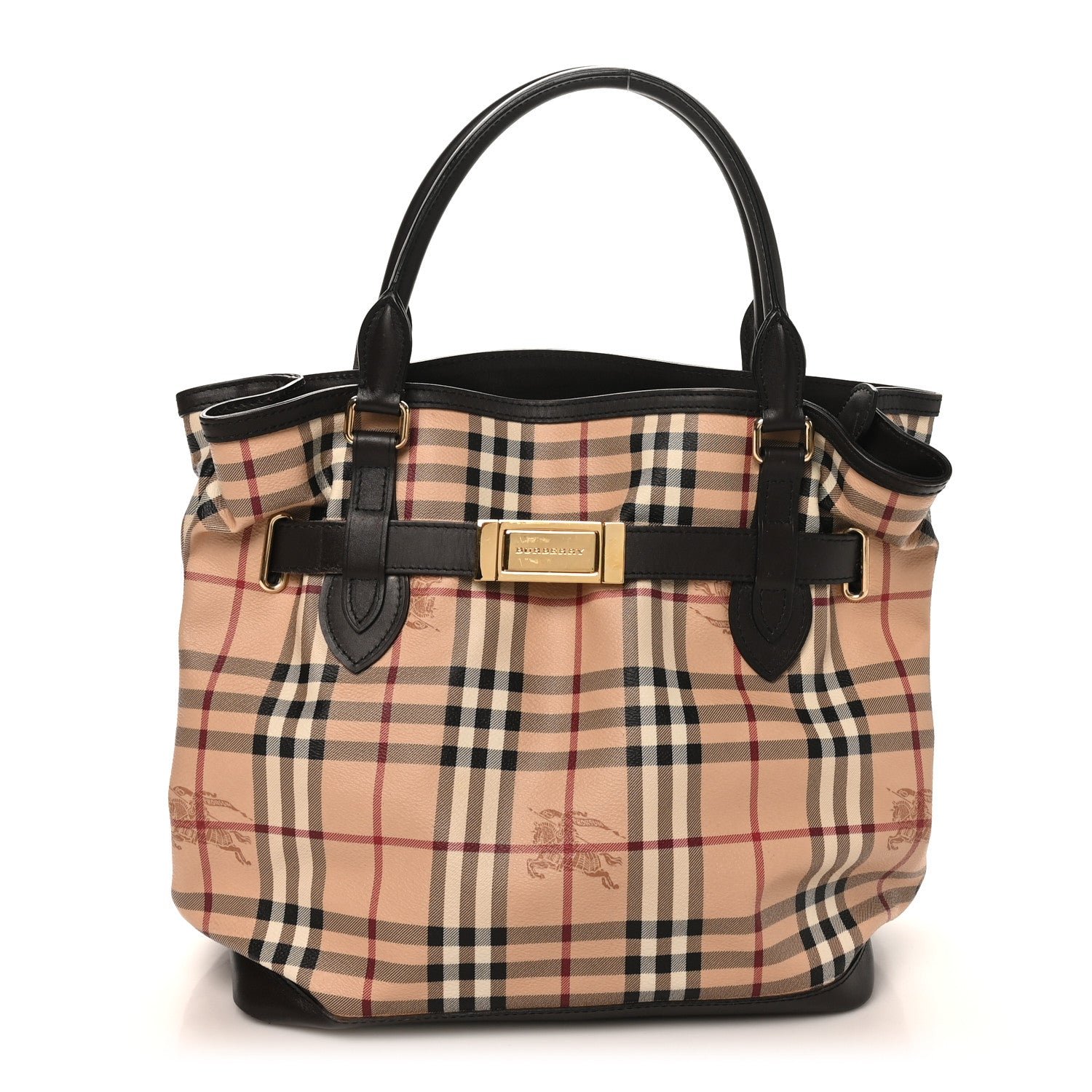 Burberry Haymarket Check Medium Golderton Tote Chocolate