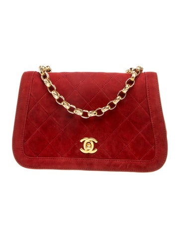 Quilted Suede Chain Flap Bag