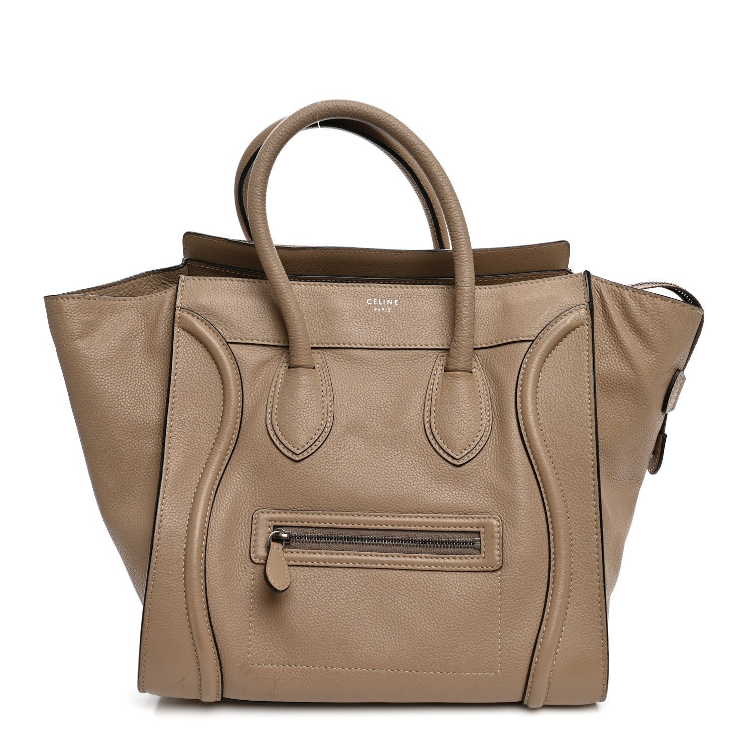 Celine Drummed Calfskin Mini Luggage Dune