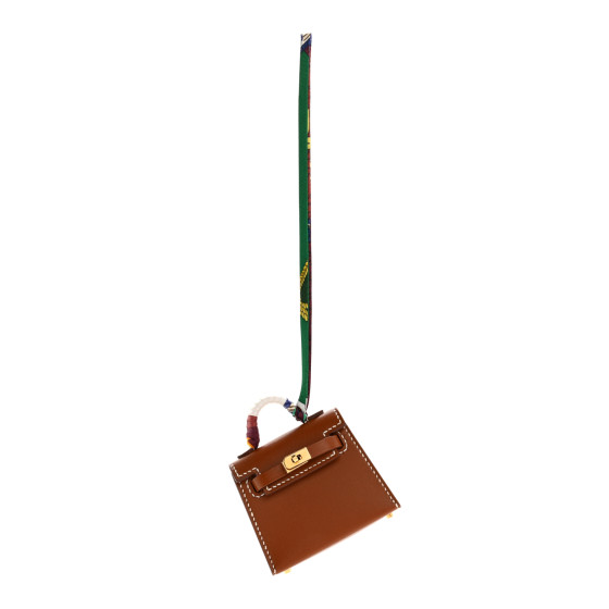 Hermes Tadelakt Mini Kelly Twilly Bag Charm Fauve