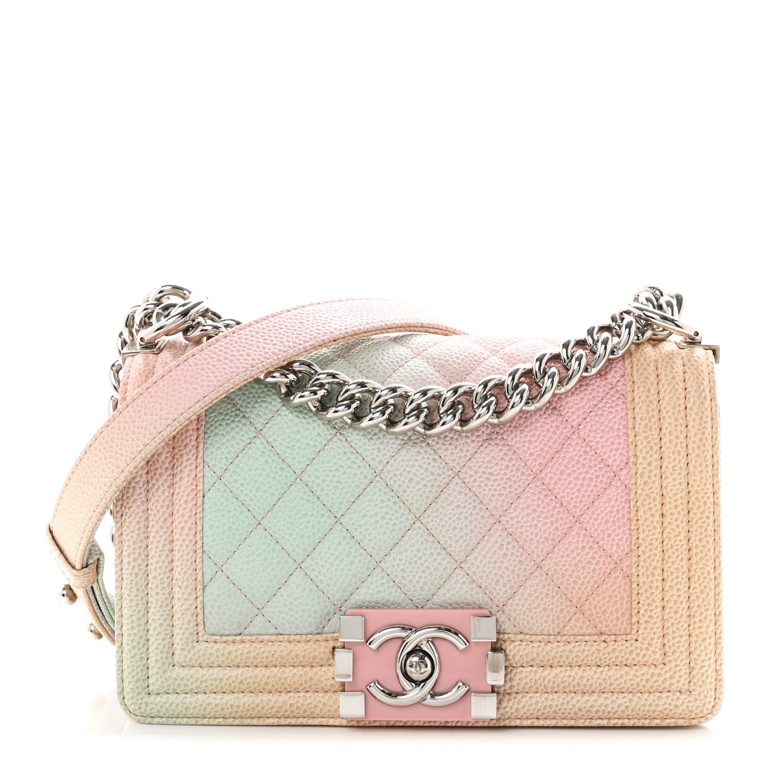 Chanel Caviar Quilted Small Rainbow Boy Flap Multicolor