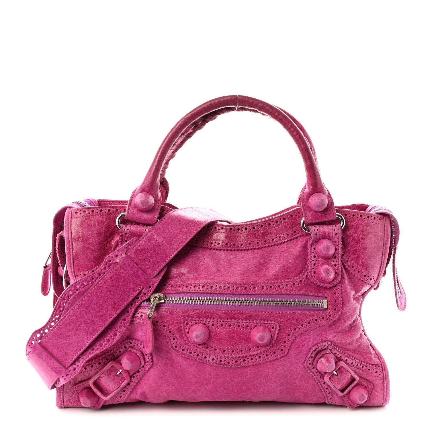 Balenciaga Agneau Giant Brogues Hardware City Magenta