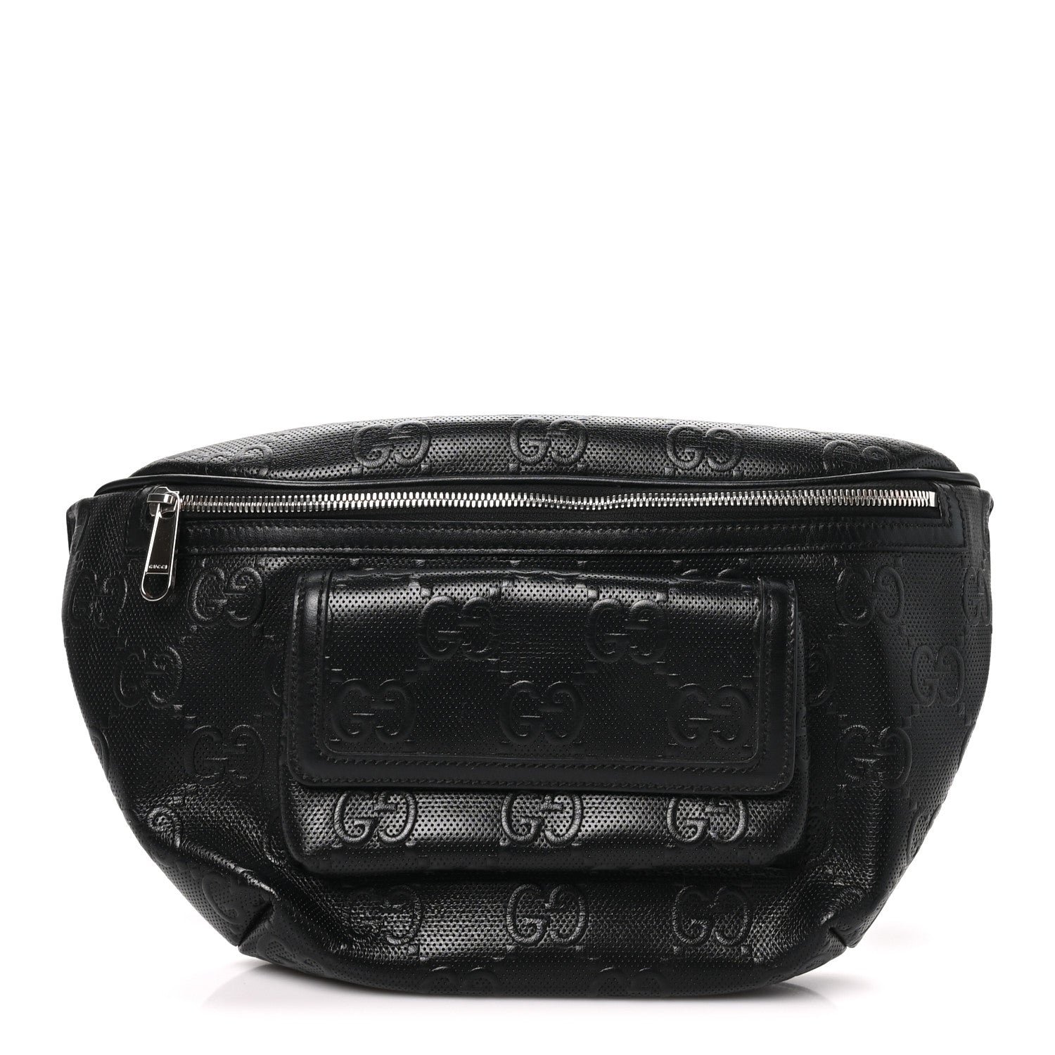 Gucci Calfskin GG Tennis Embossed Pocket Belt Bag Black