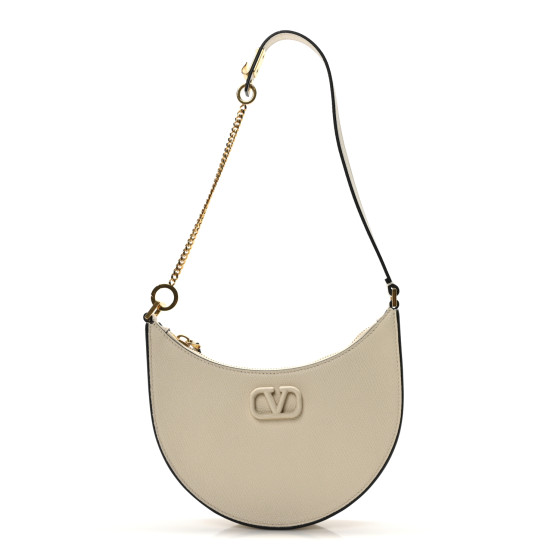 Valentino Garavani Calfskin Mini Vlogo Hobo Bag White