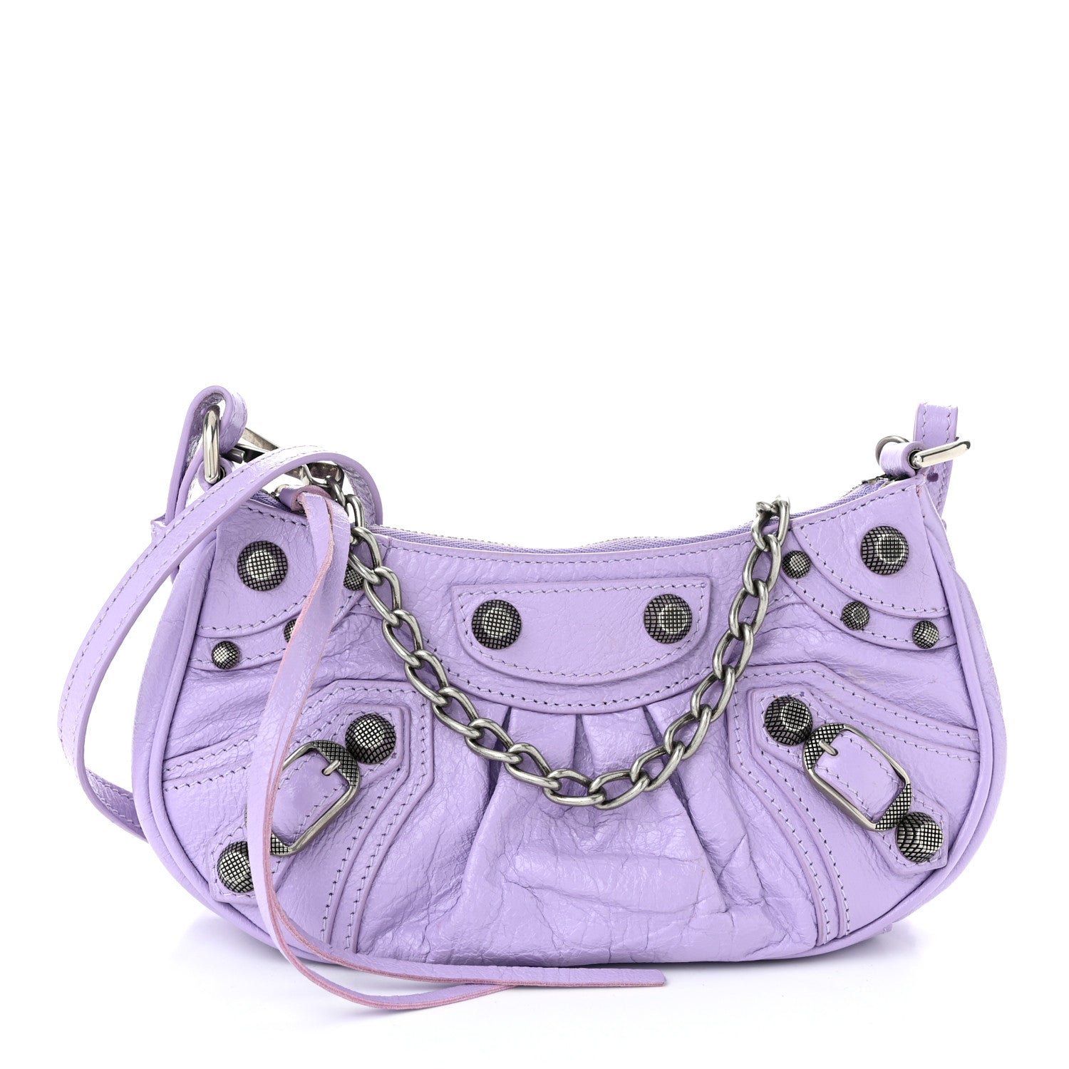 Balenciaga Agneau Arena Le Cagole Mini Purse With Chain Lilac