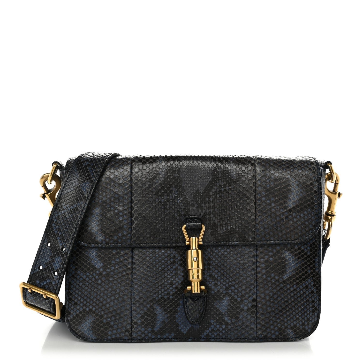Gucci Snakeskin Small Jackie Shoulder Bag Blue