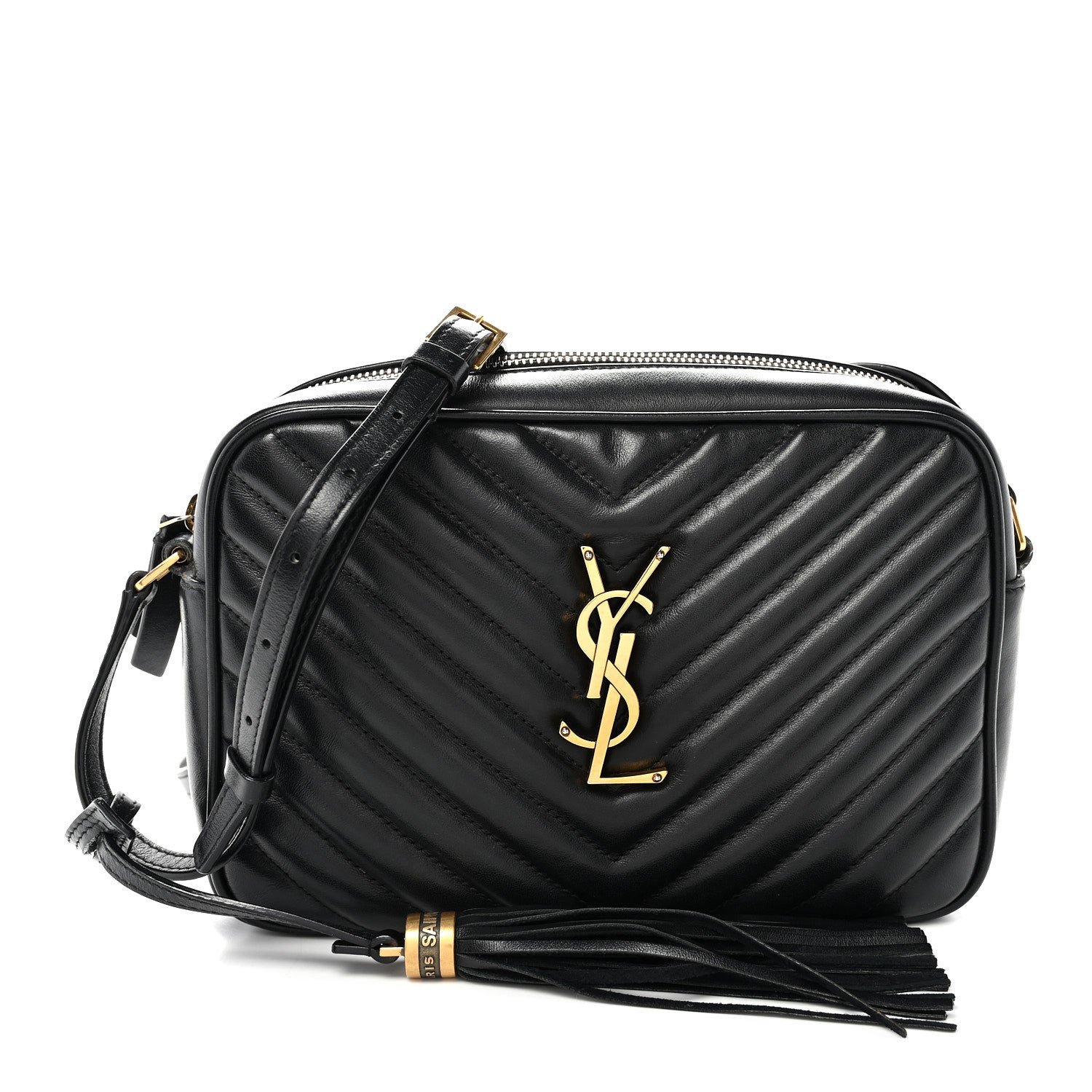 Saint Laurent Calfskin Matelasse Monogram Lou Camera Bag Black