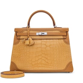 Hermes Vanille Matte Alligator and Gold Evercolor Kelly Ghillies 35 Palladium Hardware, 2016