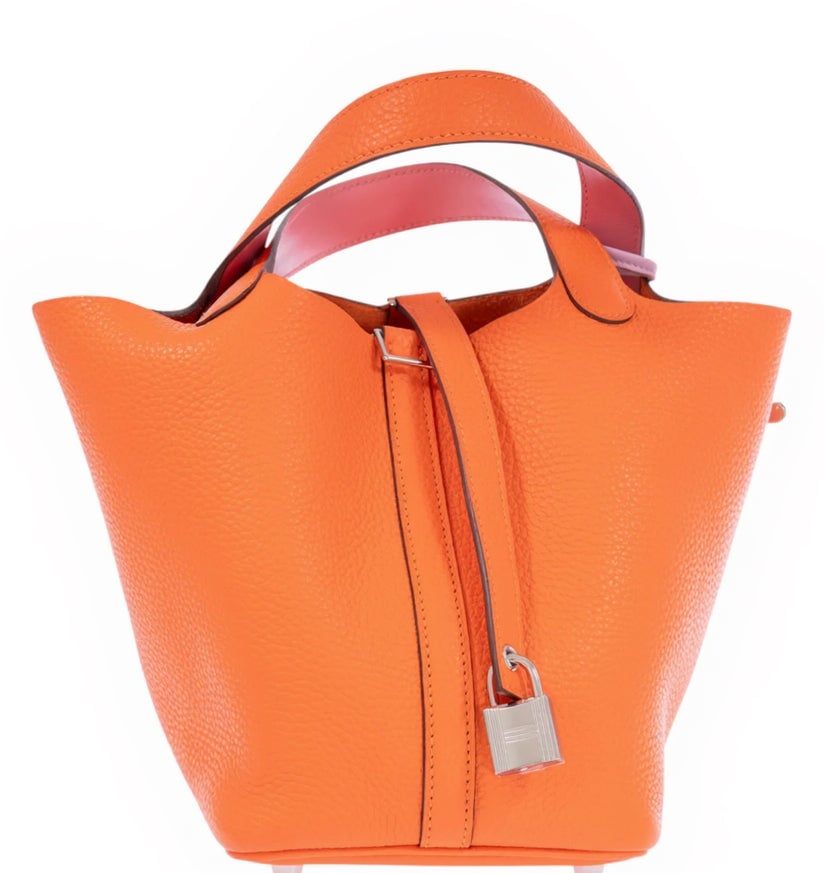 Hermes Hermès Picotin Lock Eclat 18 Orange Minium Clemence Rose Azalee Swift Palladium Hardware