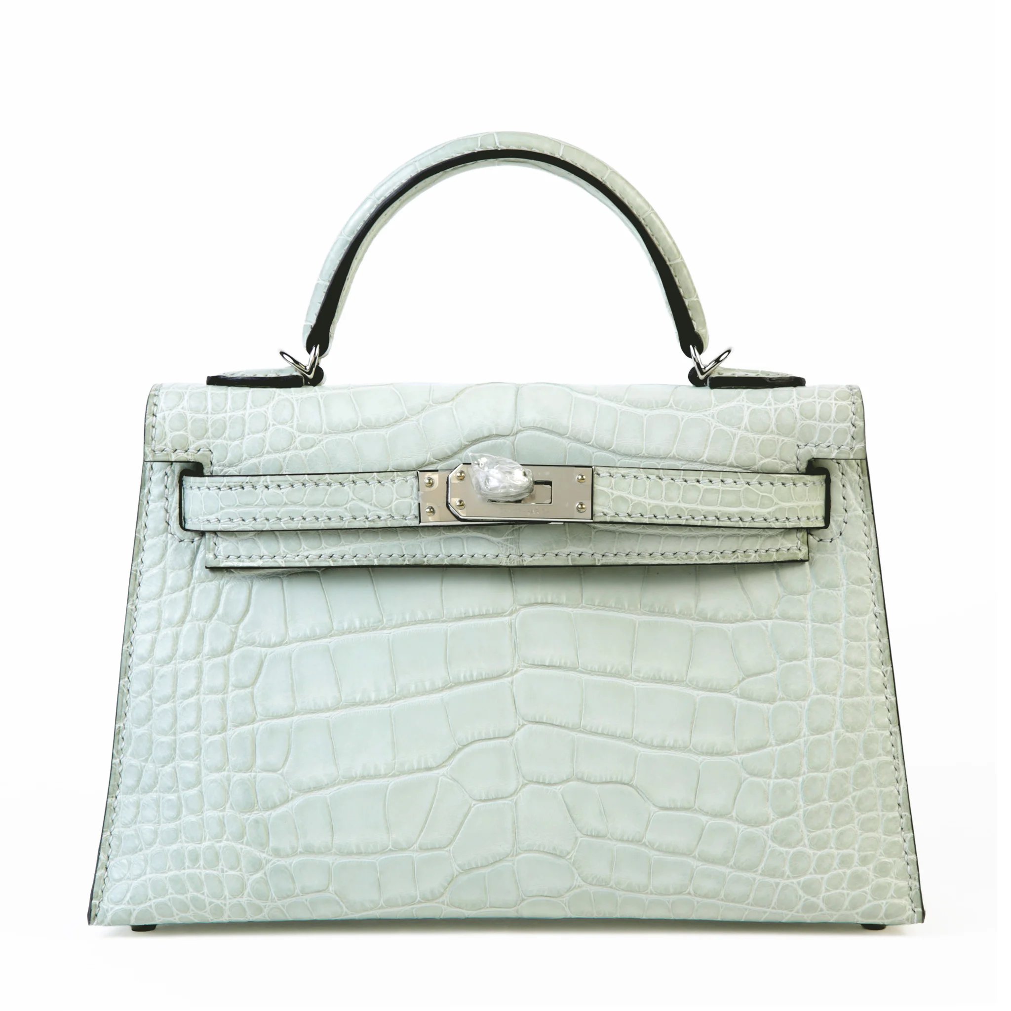 Unused ( Rank NS ) HERMÈS Mini Kelly II Gris Neve (0W) Matte Alligator Palladium hardware K (2025)