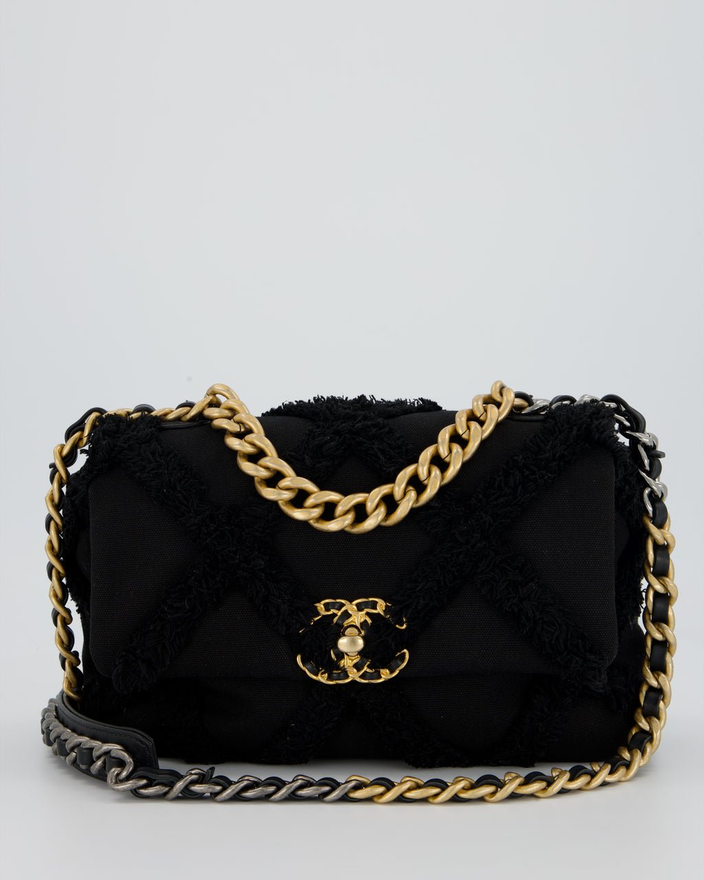 Chanel Small 19 Flap Bag in Black Canvas with Mixed Hardware