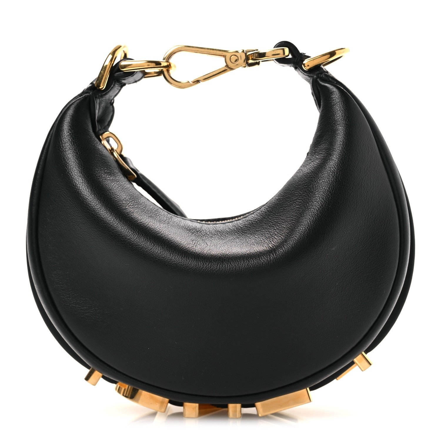 Fendi Vitello Grace Matte Nano Fendigraphy Hobo Charm Black