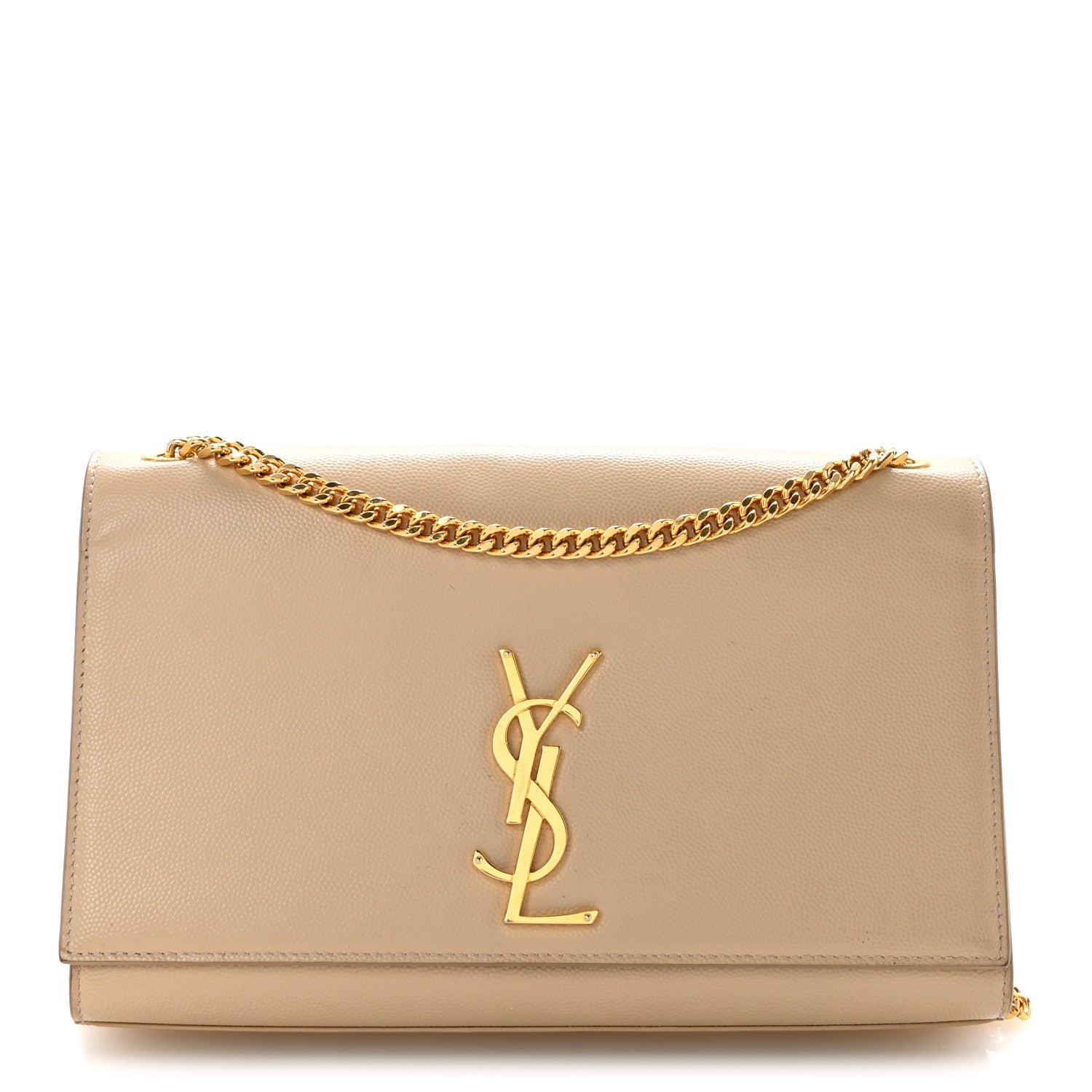 Saint Laurent Grain De Poudre Medium Monogram Kate Satchel Nude Powder