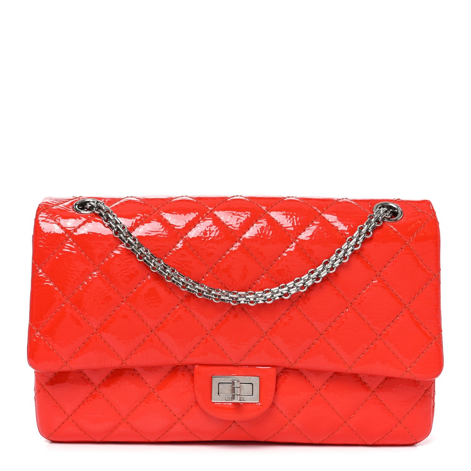 Chanel Distressed Patent Quilted 2.55 Reissue Flap Red