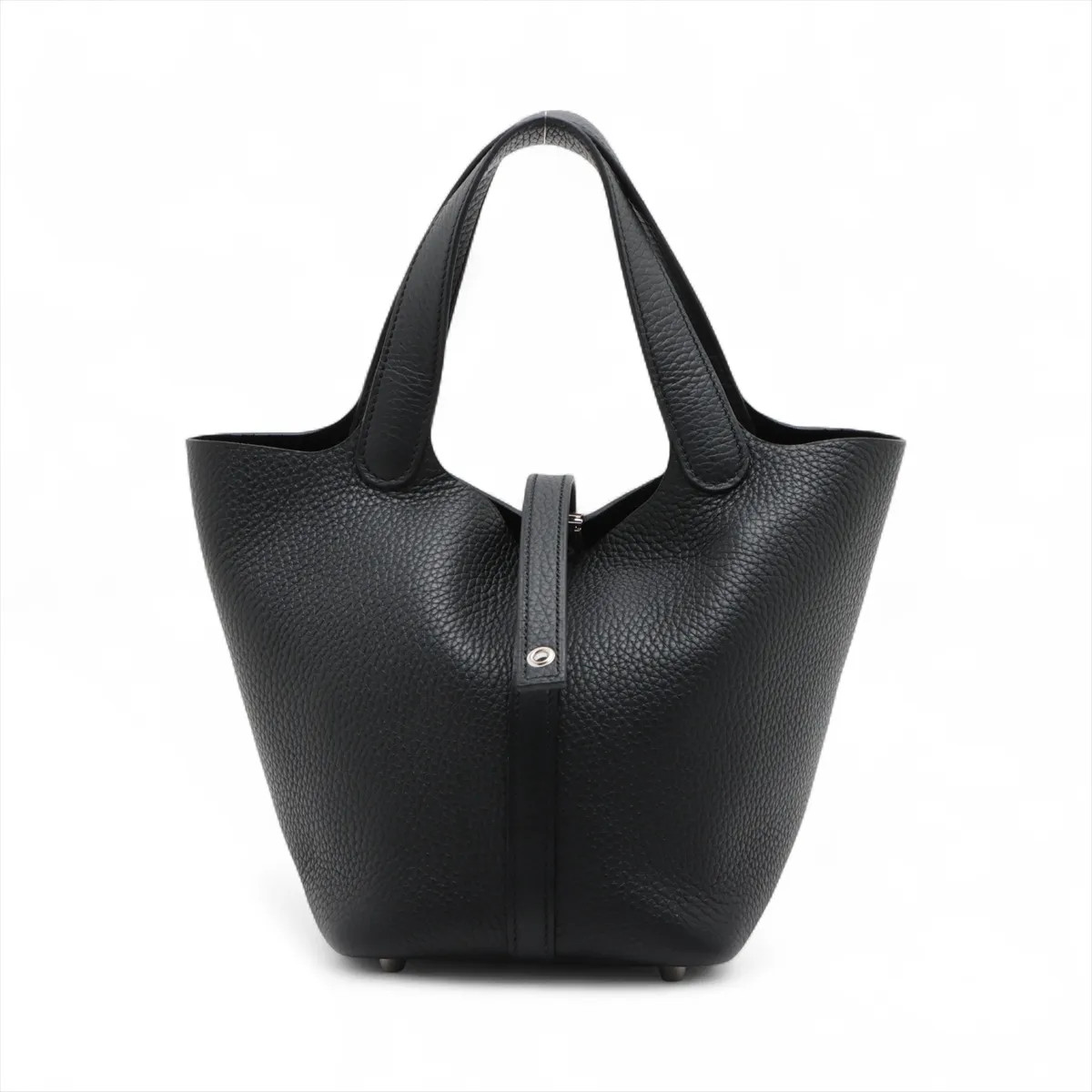Hermès Picotin Lock 18 PM Taurillon Clemence Black Silver Metal Fittings