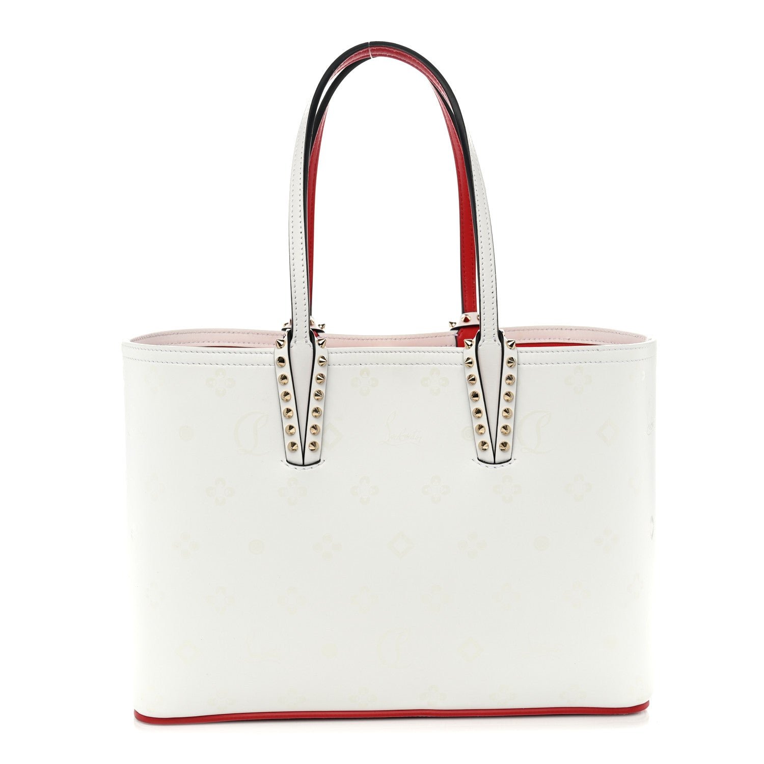 Christian Louboutin Calfskin Loubinthesky Perforated Cabata Tote White