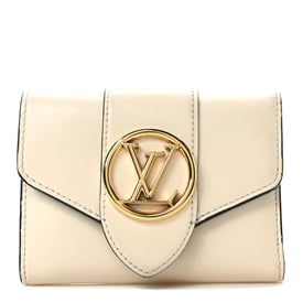 Louis Vuitton Smooth Calfskin LV Pont 9 Compact Wallet Creme