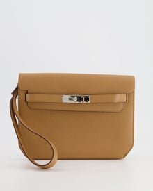 Hermes Hermès Kelly Depeches Pochette 25cm in Biscuit Togo Leather with Palladium Hardware