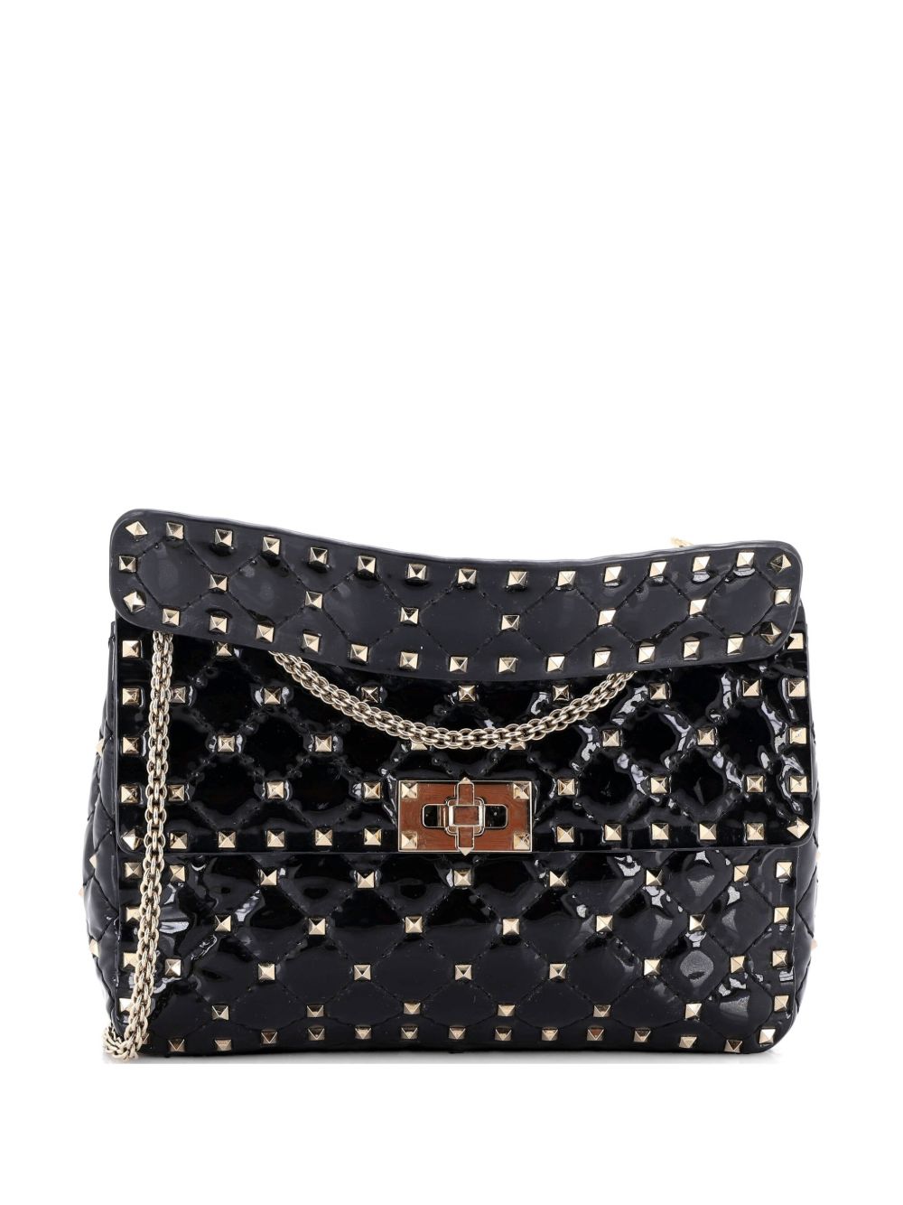 Rockstud Spike Flap Bag Quilted Patent Medium shoulder bag