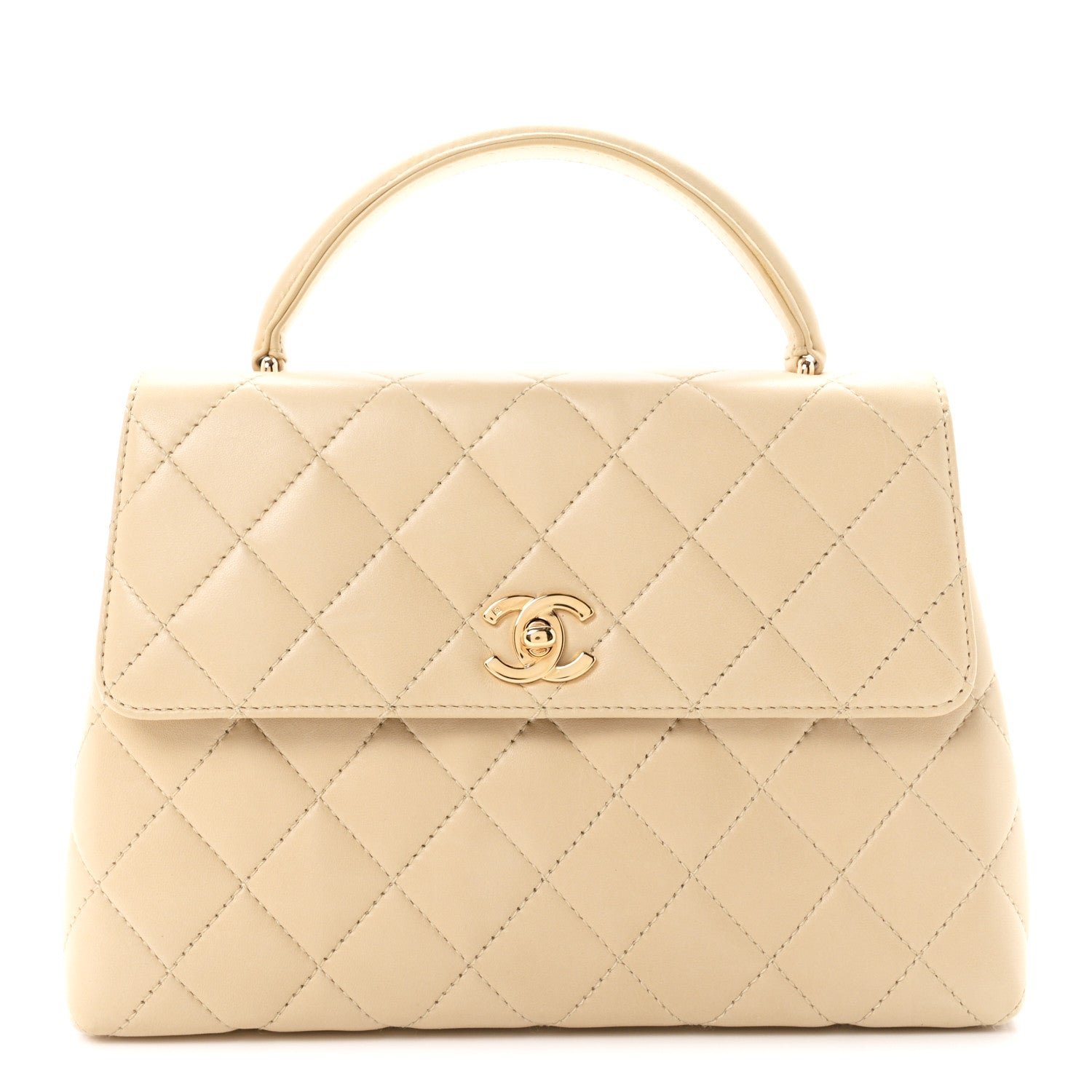 Lambskin Quilted Medium Kelly Flap Bag Beige