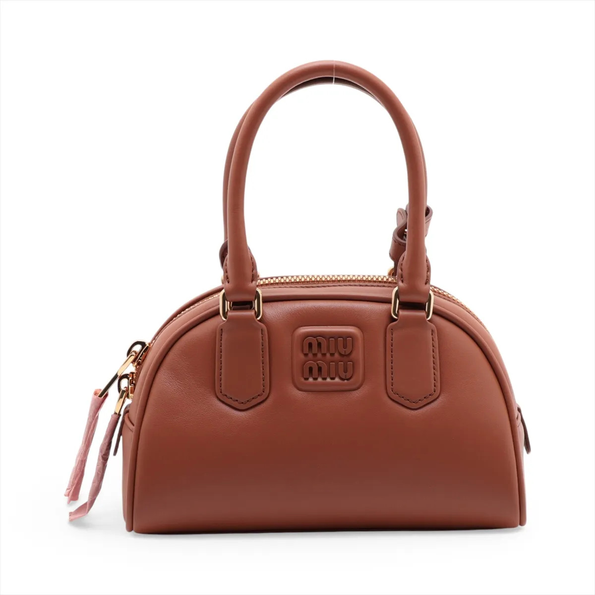 Miu Miu 5BB191 Leather 2 Way Handbag Brown