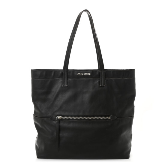 Miu Miu Vitello Soft Calfskin Shopping Tote Ebano