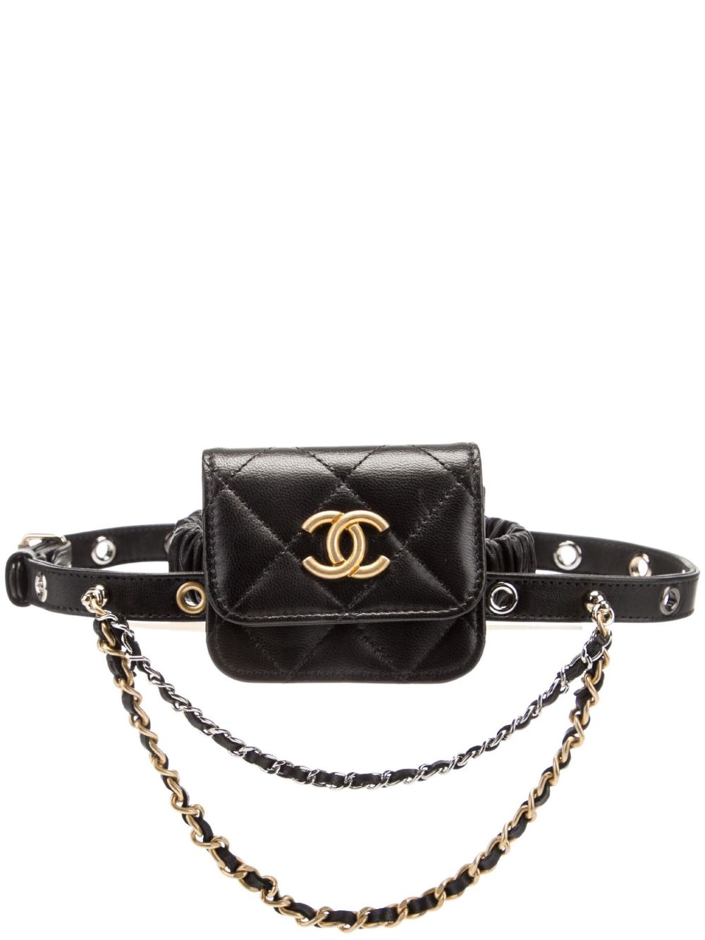 2021 CC diamond-quilted garter bag