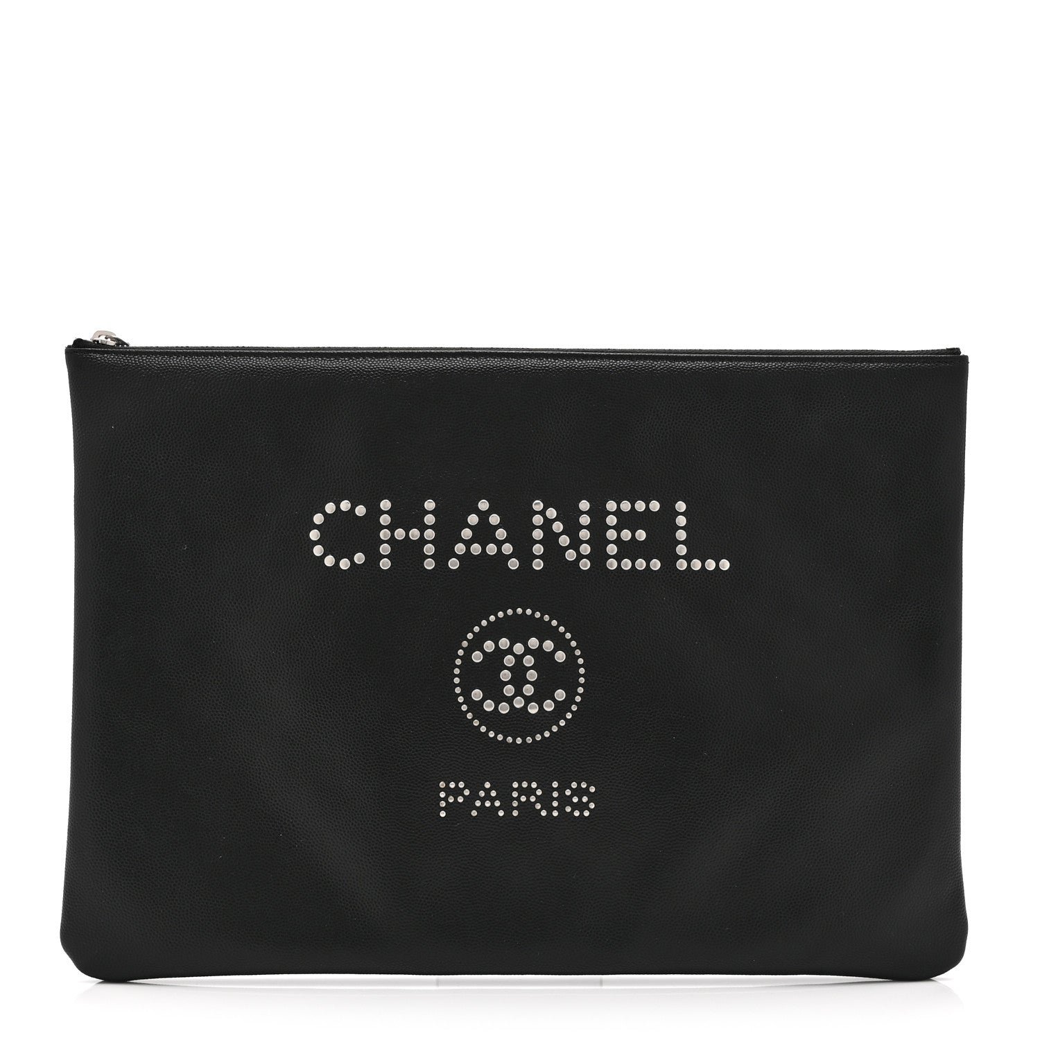 Chanel Caviar Studded Medium Deauville Pouch  Black