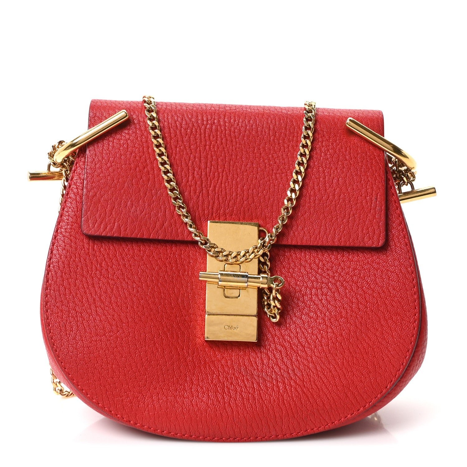 Chloe Grained Lambskin Drew Shoulder Bag Plaid Red