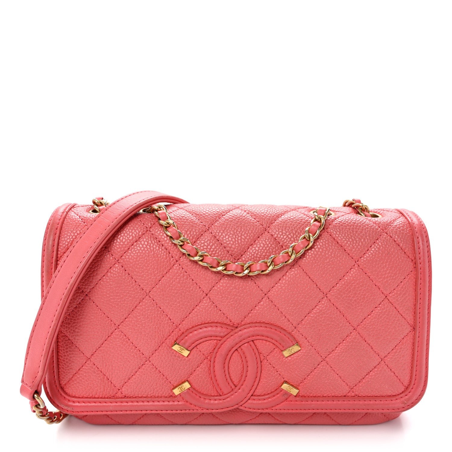 Chanel Caviar Quilted Small CC Filigree Flap Pink