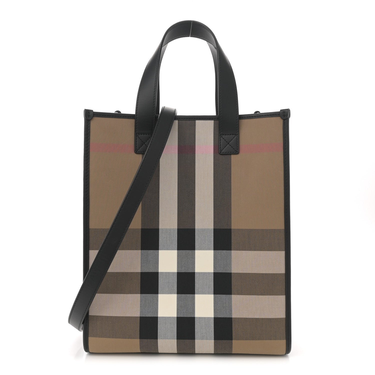 Burberry Calfskin House Check Small N/S Tote Black