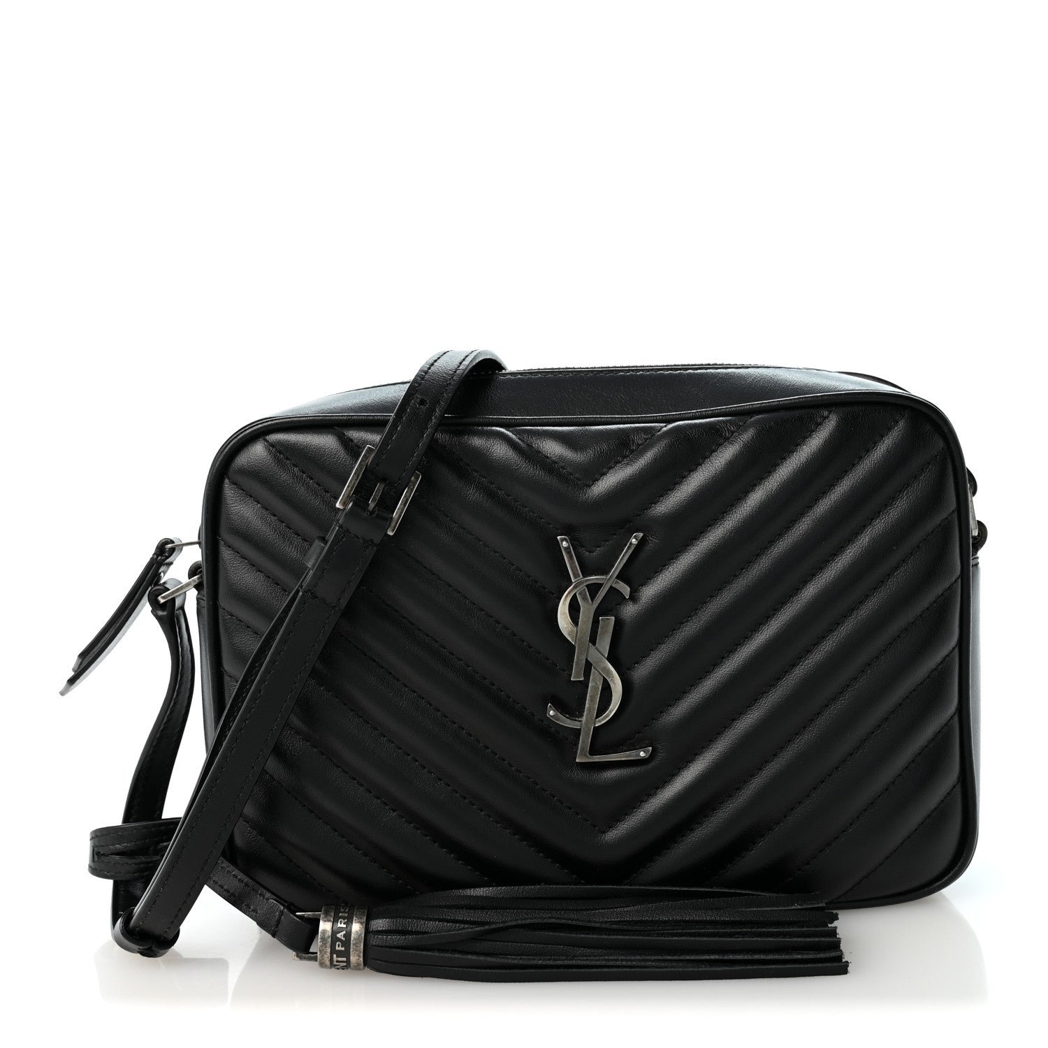 Saint Laurent Calfskin Matelasse Monogram Lou Camera Bag Black