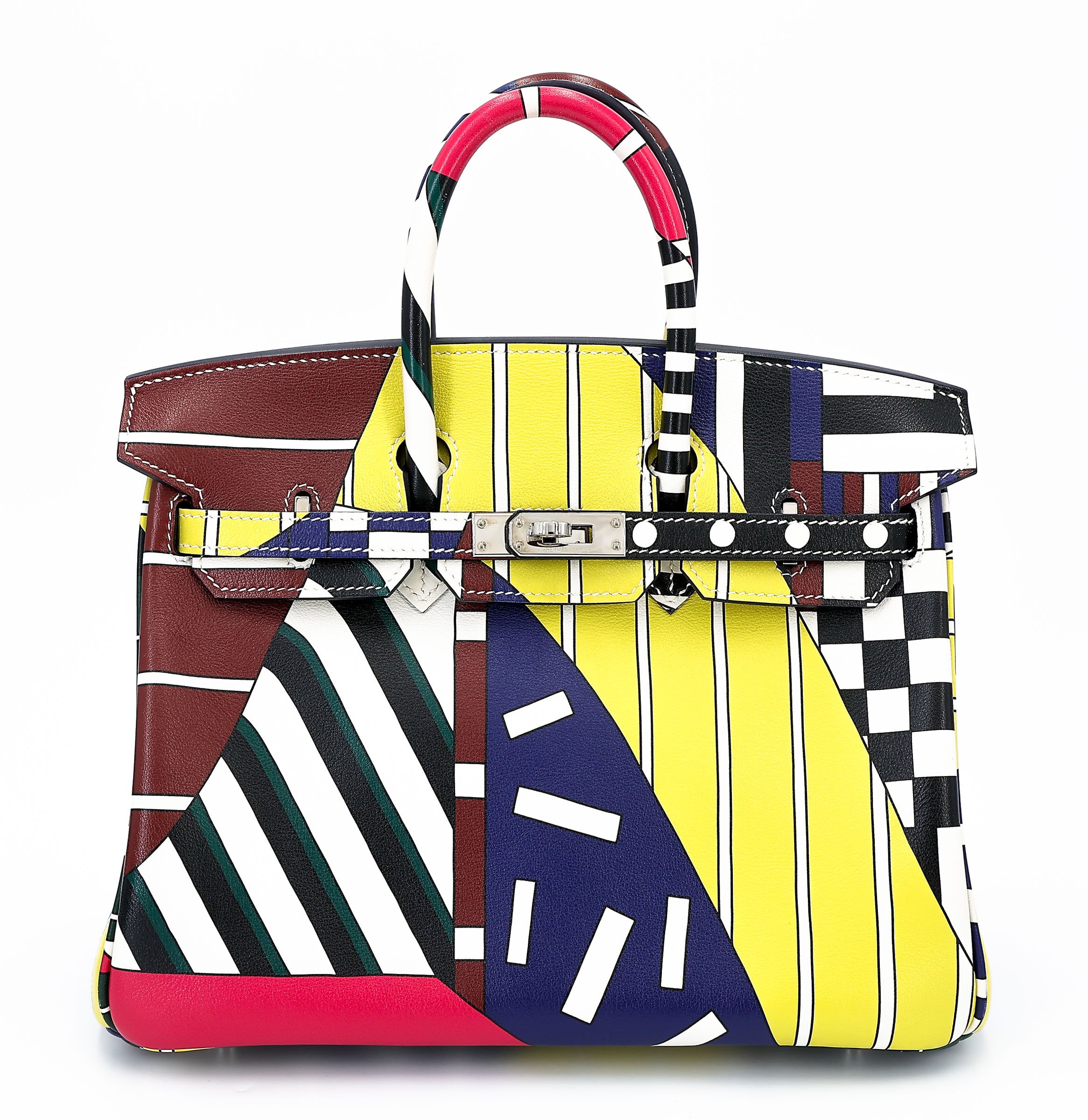 Hermes Very Good ( Rank A) HERMÈS Limited Edition Birkin 25 One Two Three and Away We Go Multi-color Swift Palladium hardware D (2019)