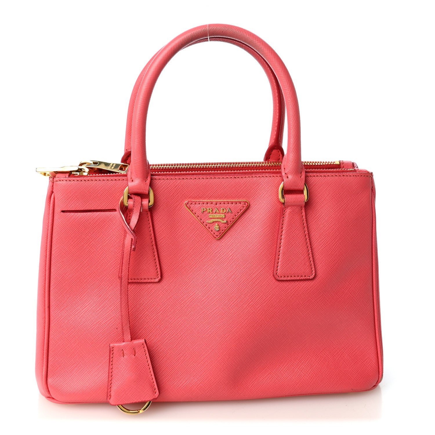 Prada Prada Saffiano Mini Galleria Double Zip Tote Peonia