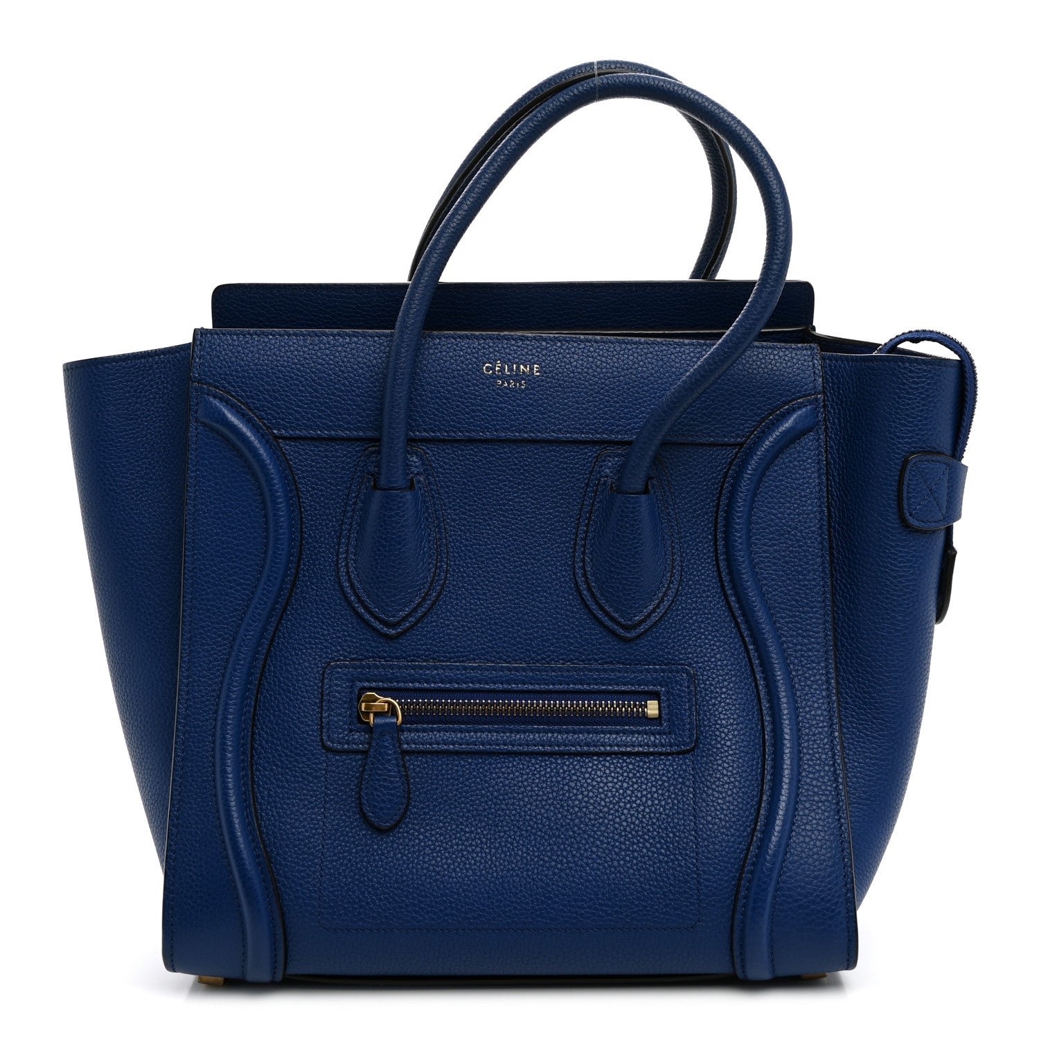 Celine Drummed Calfskin Micro Luggage Indigo