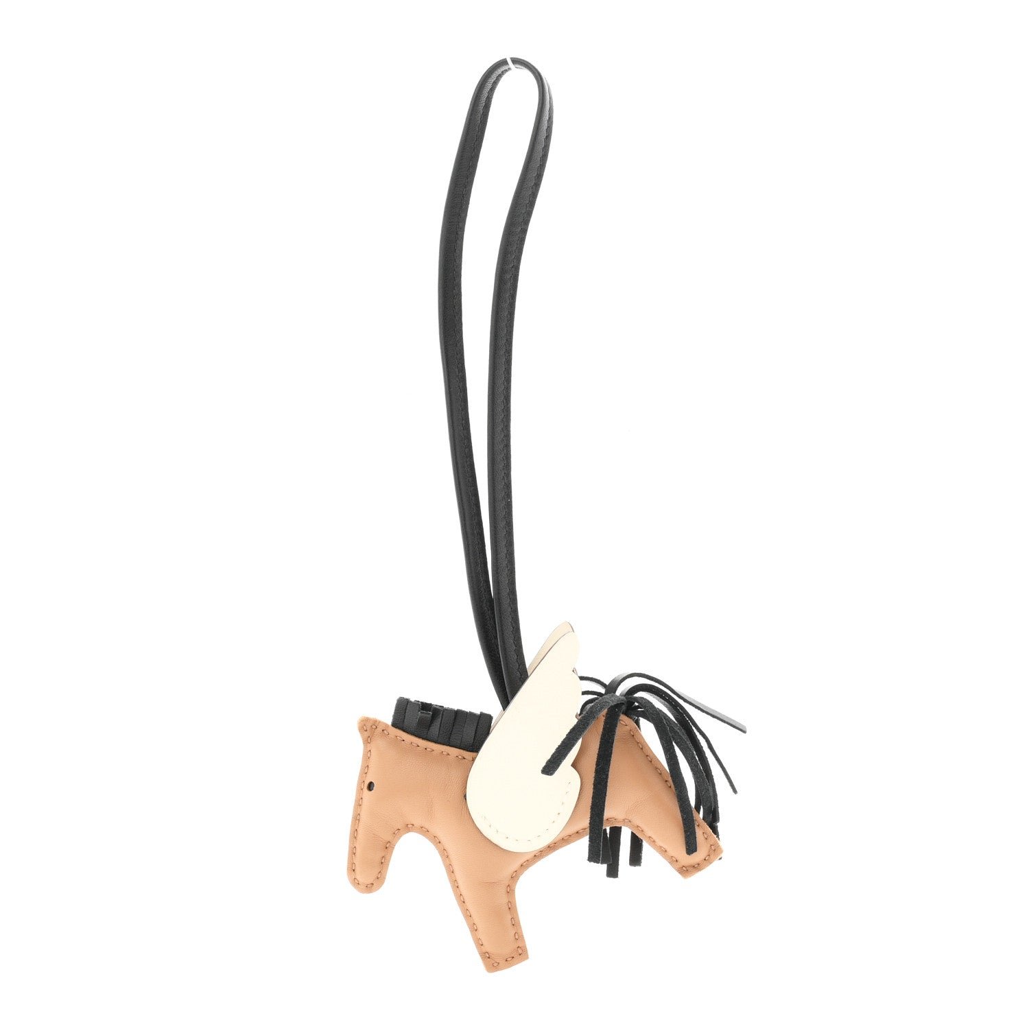 Hermes Milo Lambskin Grigri Rodeo Pegase Horse Bag Charm PM Sesame Black Nata
