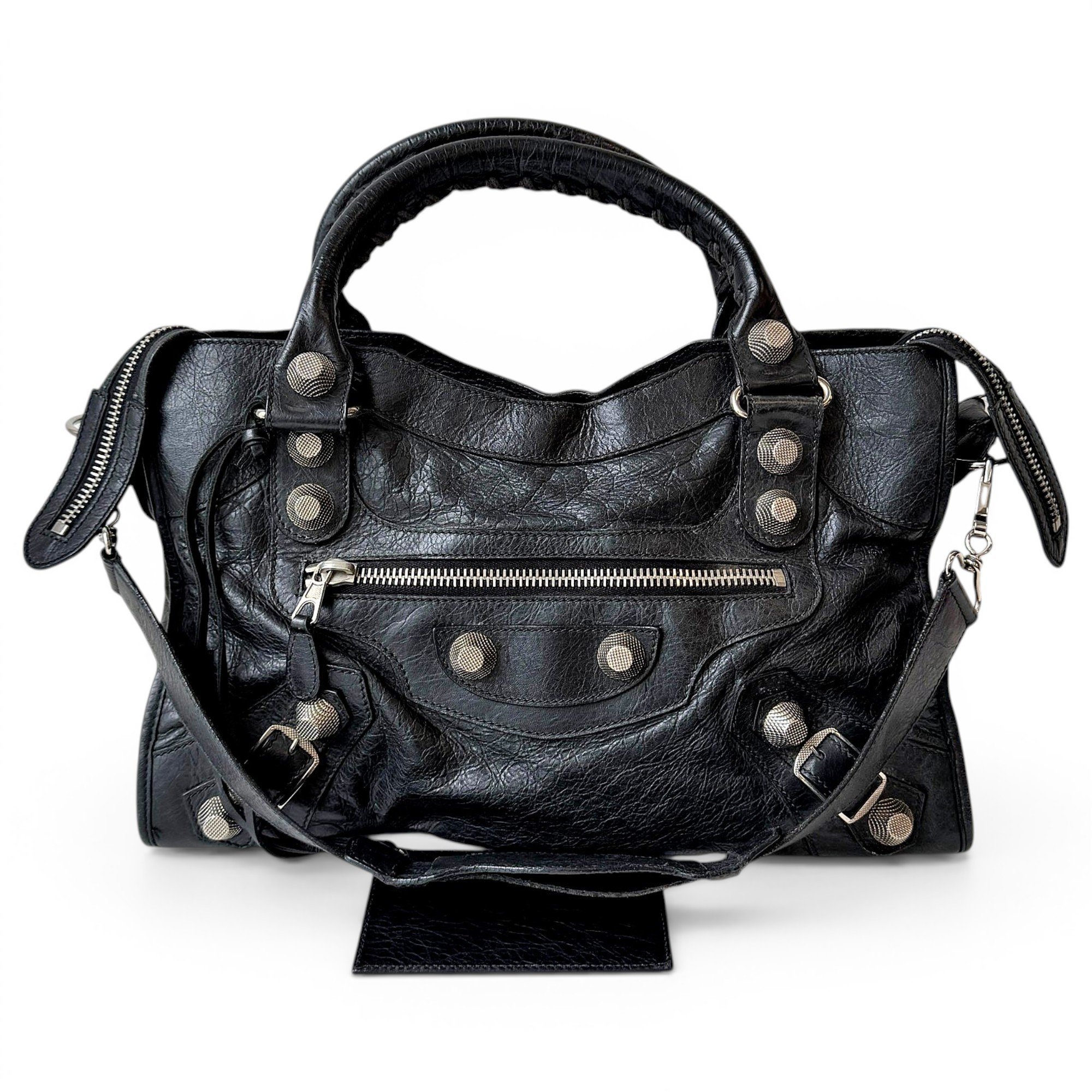 City leather handbag