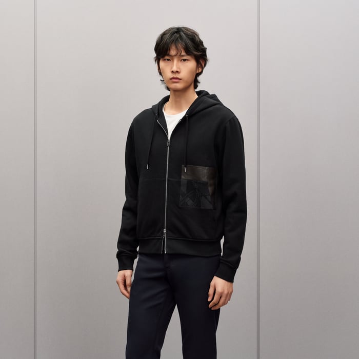 Noir "Eperon d'Or En Perspective" Zipped Hooded Sweater